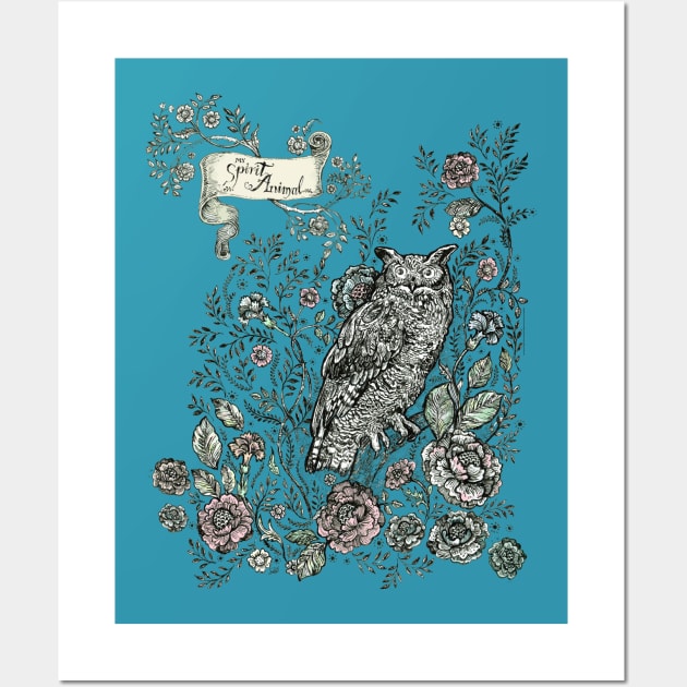 Floral Owl. Wall Art by FanitsaArt